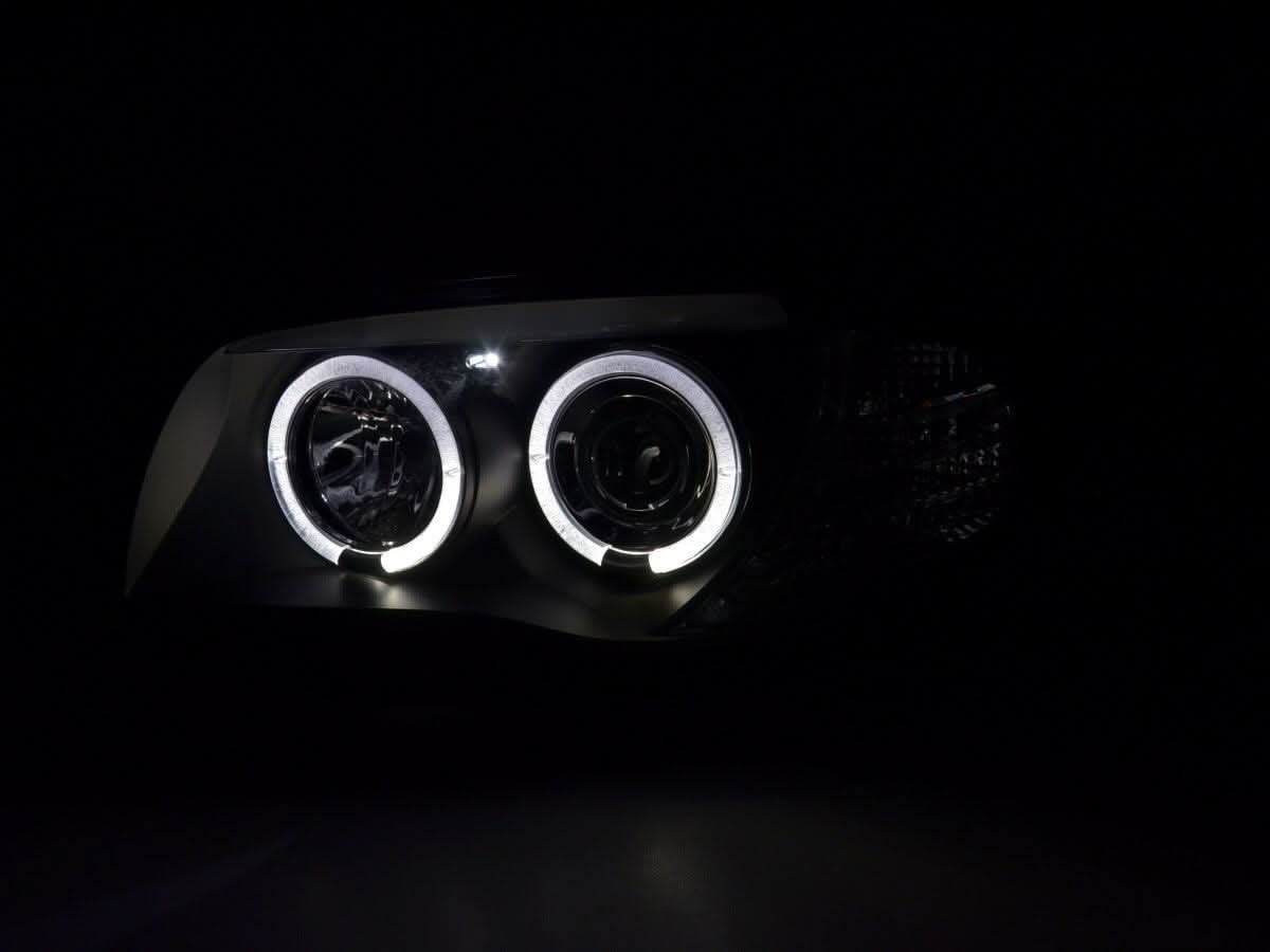 BMW 1-series E81 E82 E87 E88 Black Angel Eyes Headlight Set (2004-2011)