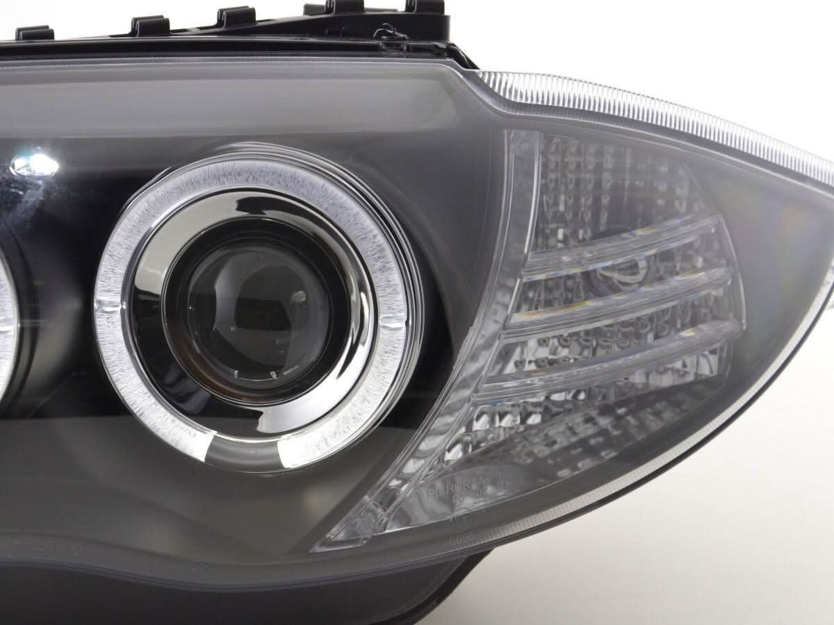 BMW 1-series E81 E82 E87 E88 Black Angel Eyes Headlight Set (2004-2011)
