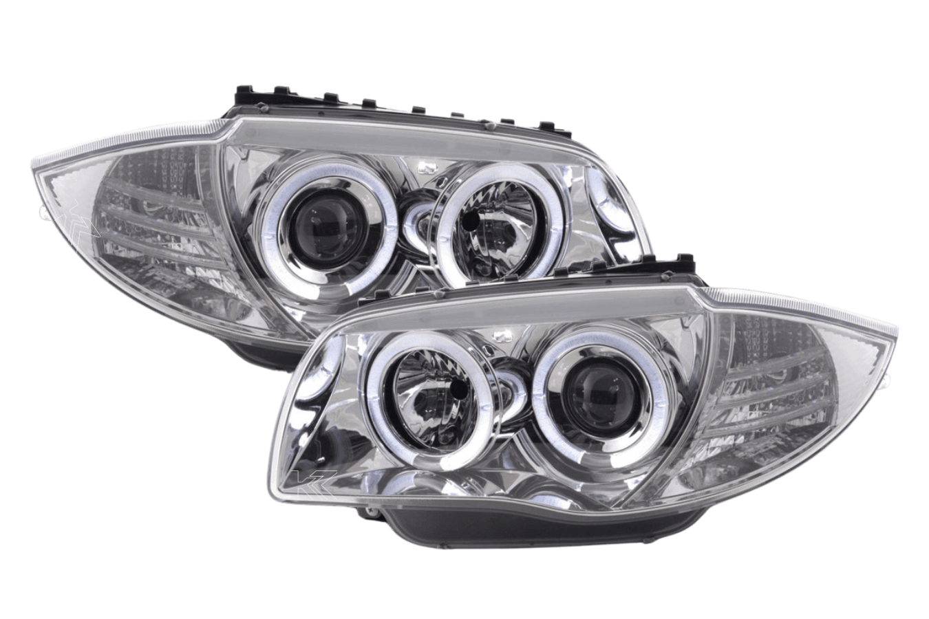 BMW 1-series E81 E82 E87 E88 Chrome Angel Eyes Headlight Set (2004 to 2011)