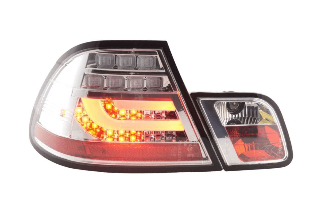 BMW 3-series E46 Coupe Chrome Clear LED LightBar Taillights Set (1999-2003)