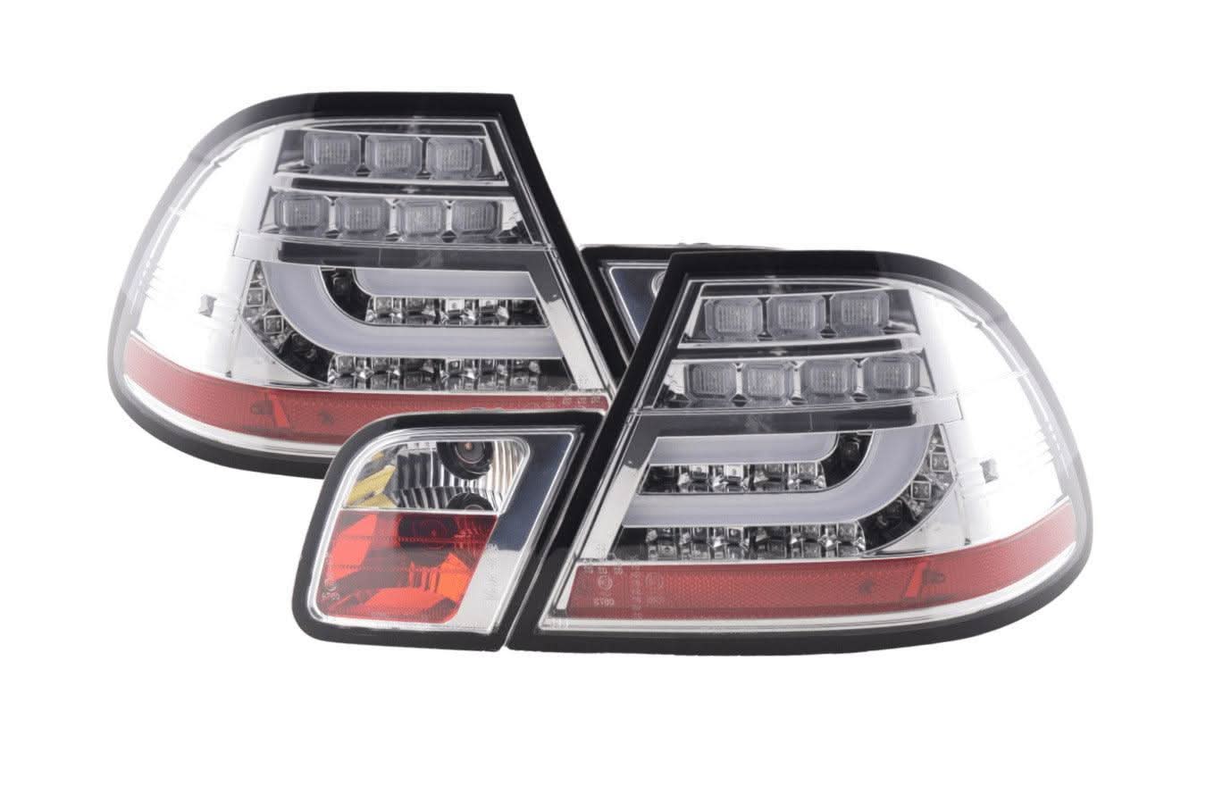 BMW 3-series E46 Coupe Chrome Clear LED LightBar Taillights Set (1999-2003)
