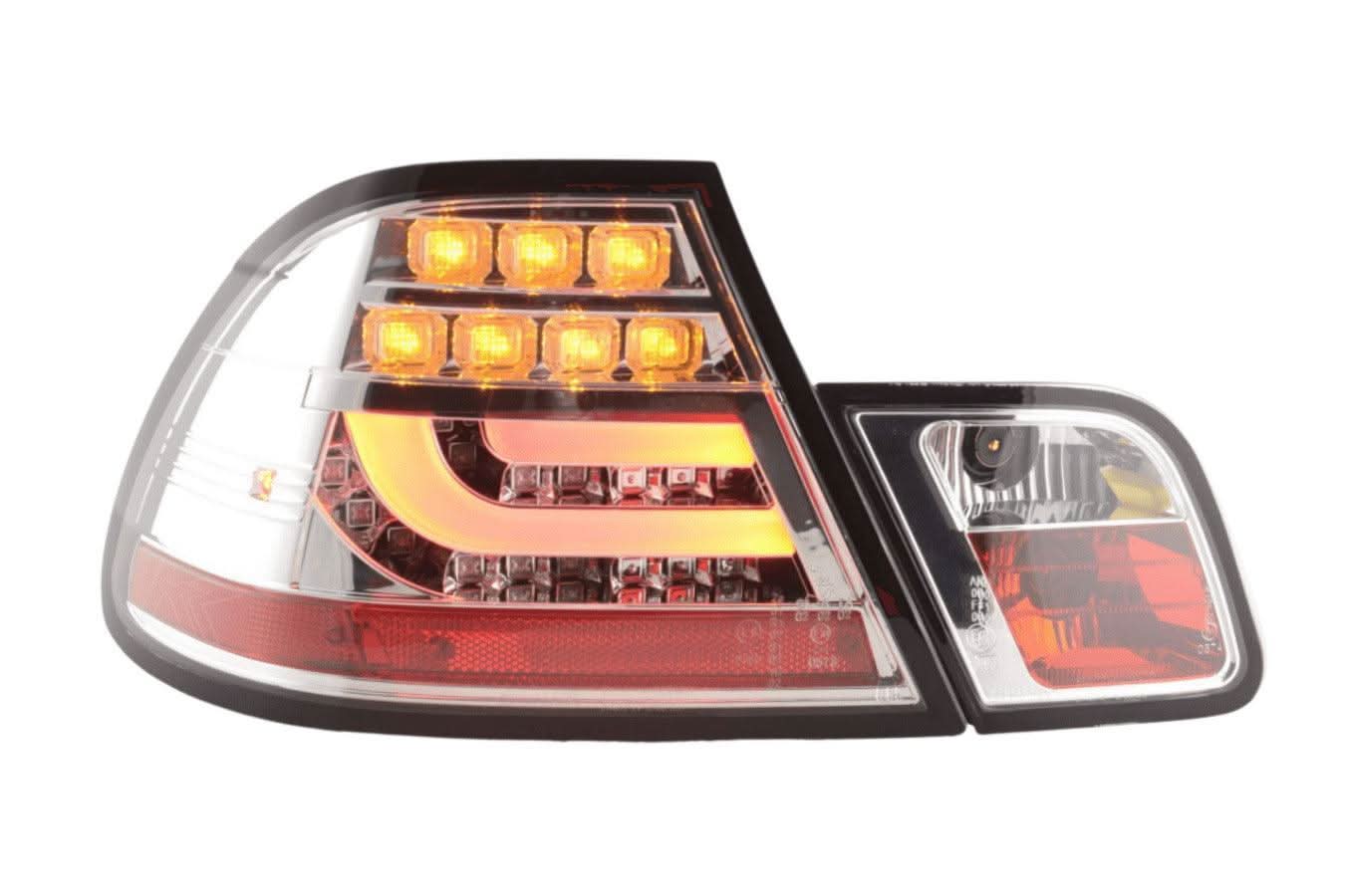 BMW 3-Series E46 Coupe Chrome Clear LED LightBar Taillights Set- Facelift (2003-2007)