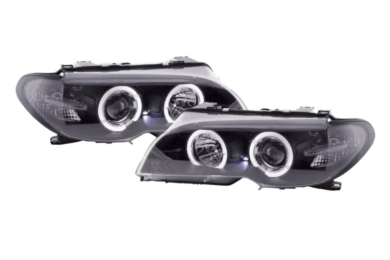 BMW 3-series E46 Coupe/Convertible Black Xenon Angel Eyes Headlights (2003-2005)