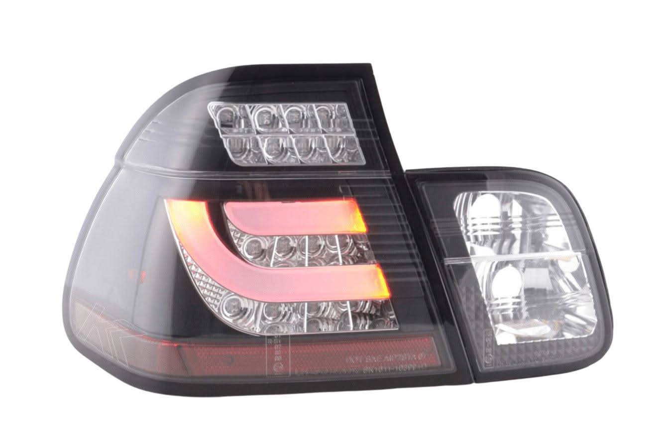 BMW 3-series E46 Sedan Black Clear LED LightBar Taillights Set (1998-2001)