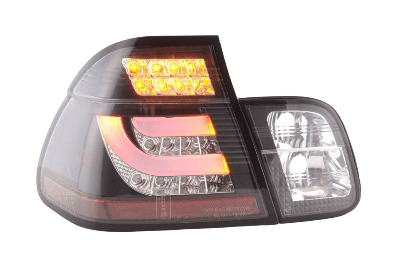 BMW 3-series E46 Sedan Black Clear LED LightBar Taillights Set (1998-2001)