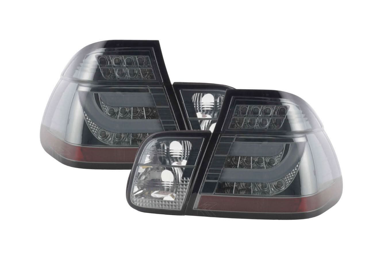 BMW 3-series E46 Sedan Chrome Smoked LED LightBar Taillights Set (1998-2001)