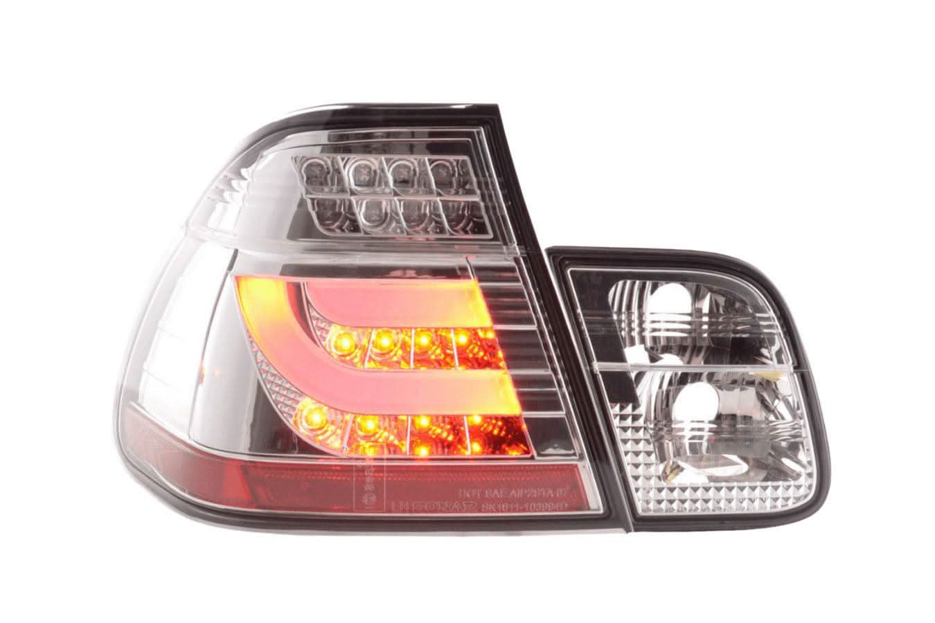 BMW 3-series E46 Sedan Chrome/Clear LED LightBar Taillights Set- Facelift (2002-2005)