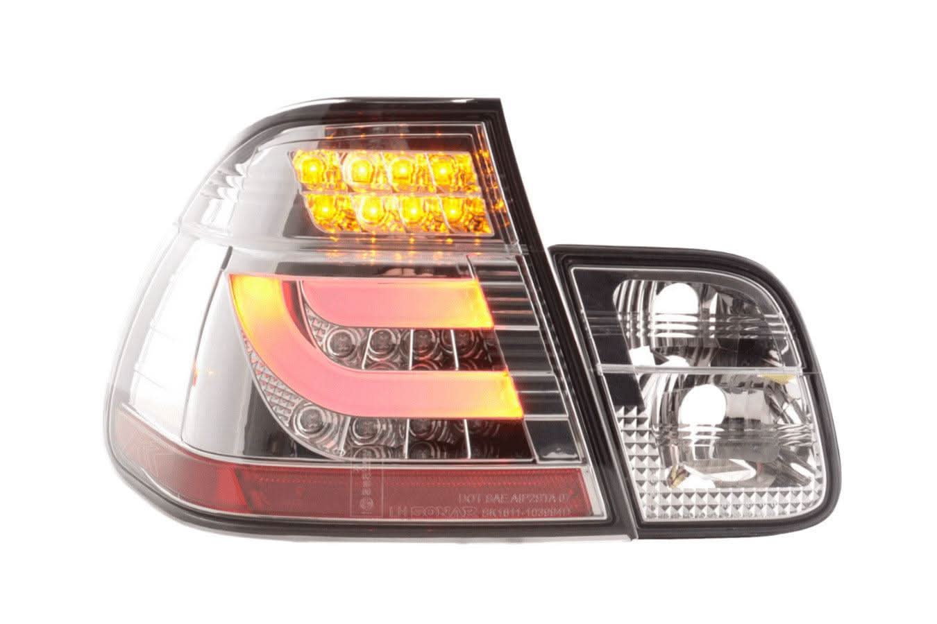 BMW 3-series E46 Sedan Chrome/Clear LED LightBar Taillights Set- Facelift (2002-2005)