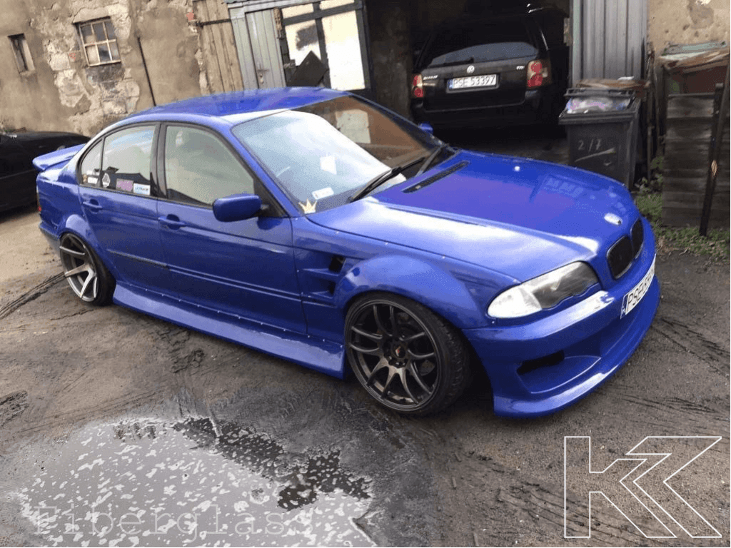 BMW 3-Series E46 Sedan Full Over Fender Kit with Vented Front Fenders - ABS OR Fiberglass
