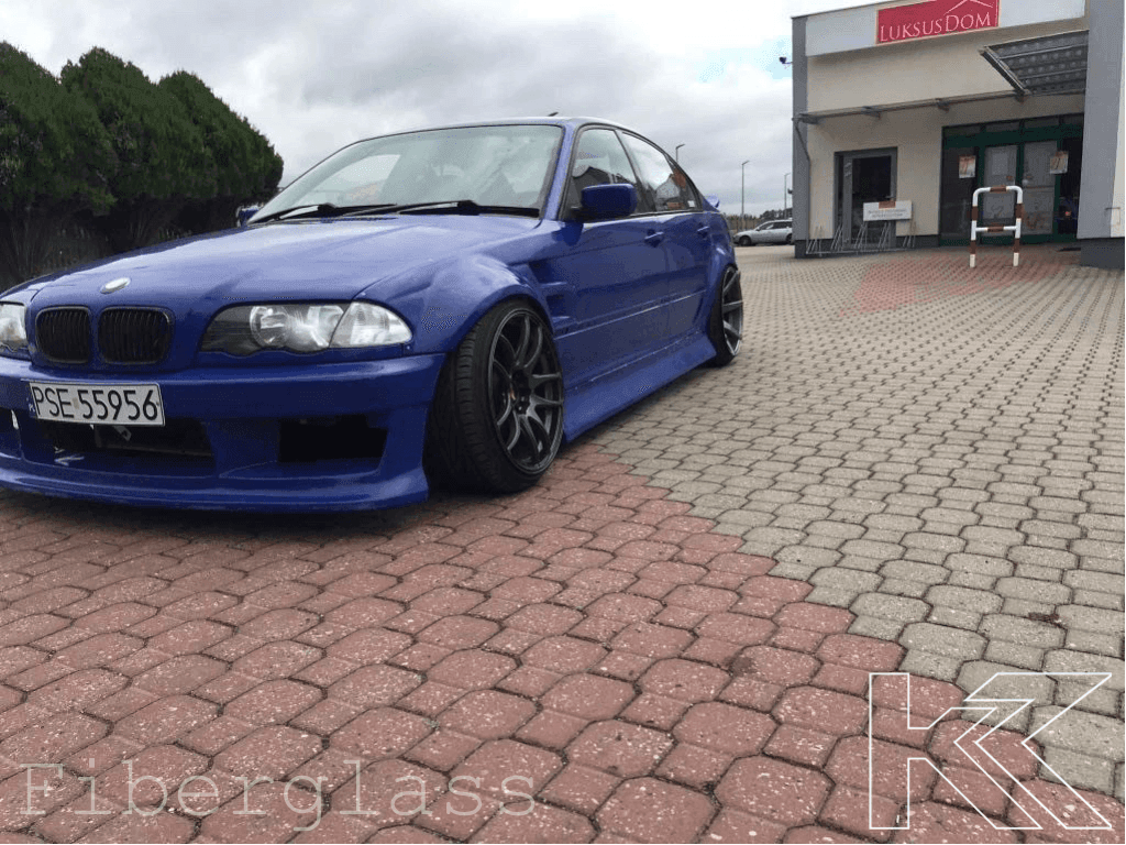 BMW 3-Series E46 Sedan Full Over Fender Kit with Vented Front Fenders - ABS OR Fiberglass