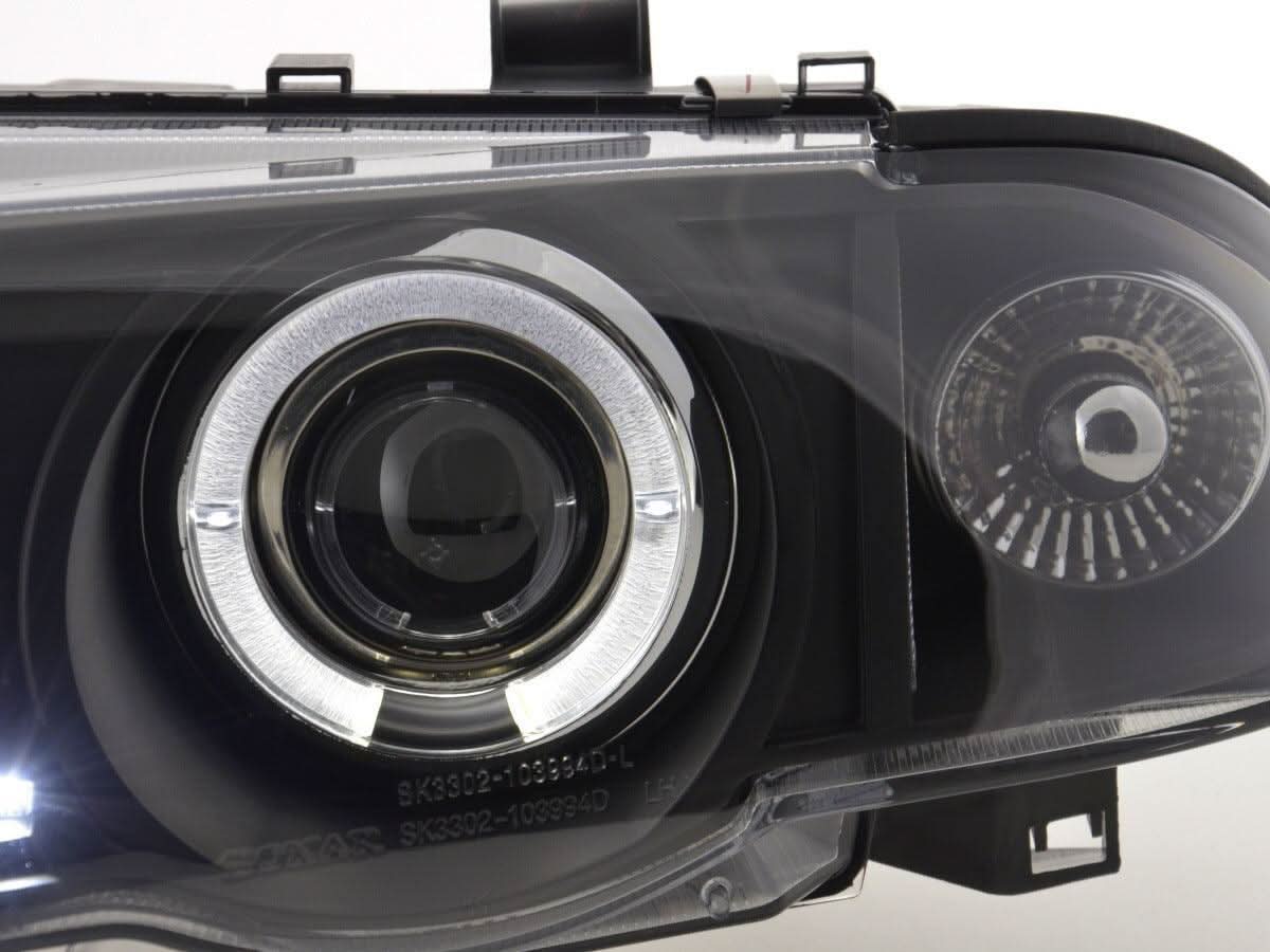 BMW 3-series E46 Sedan/Touring Black Angel Eyes Headlight Set (1998-2001)