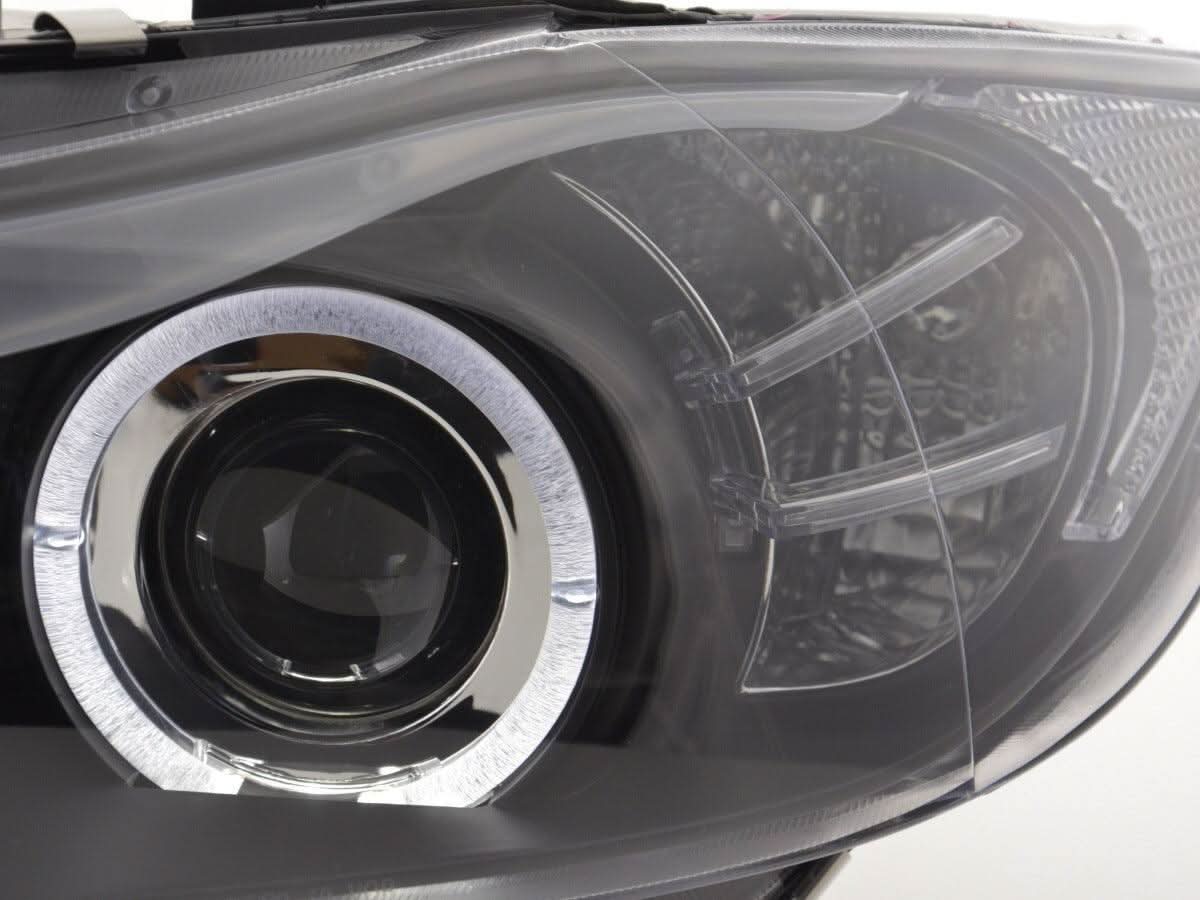 BMW 3-series E90 E91 Black Angel Eyes LED Headlight Set (2005-2012)