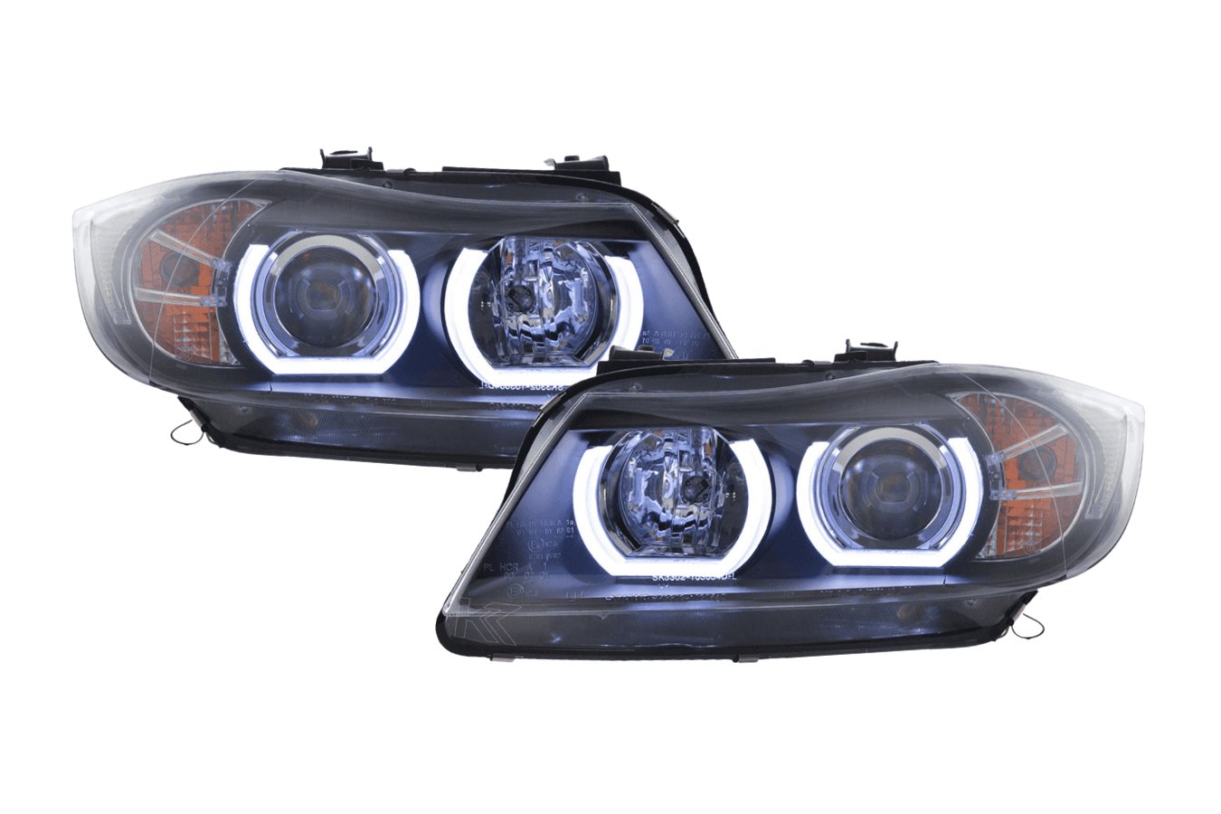 BMW 3 Series E90 /E91 Black LED U BAR Headlights (2005 - 2012)