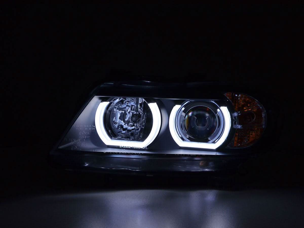 BMW 3 Series E90 /E91 Black LED U BAR Headlights (2005 - 2012)