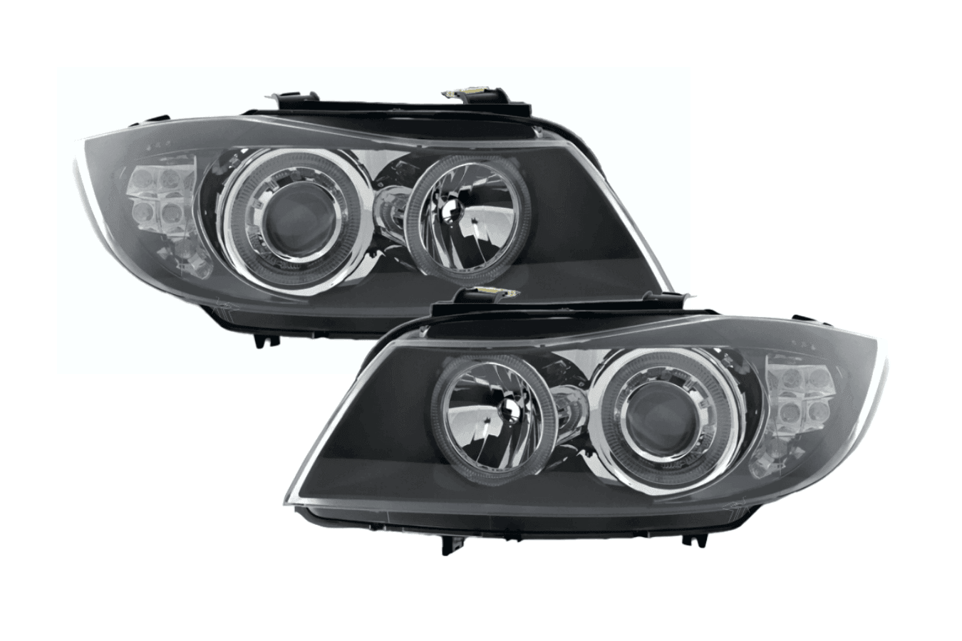 BMW 3-Series (E90 Sedan / E91 Touring) Black Angel Eyes Headlights (2005-2008)