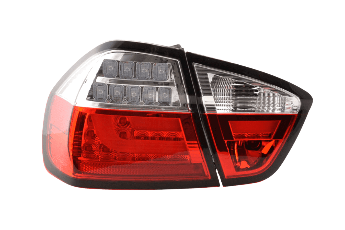 BMW 3-Series E90 Sedan Red/Clear LED Bar Taillights (2005-2008)