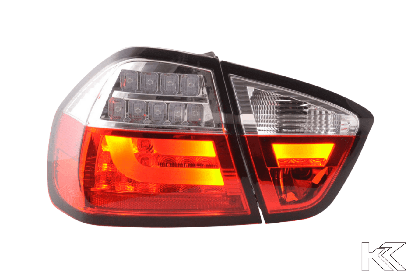 BMW 3-Series E90 Sedan Red/Clear LED Bar Taillights (2005-2008)