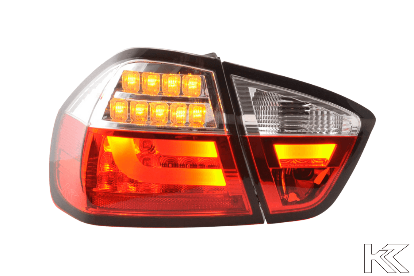BMW 3-Series E90 Sedan Red/Clear LED Bar Taillights (2005-2008)