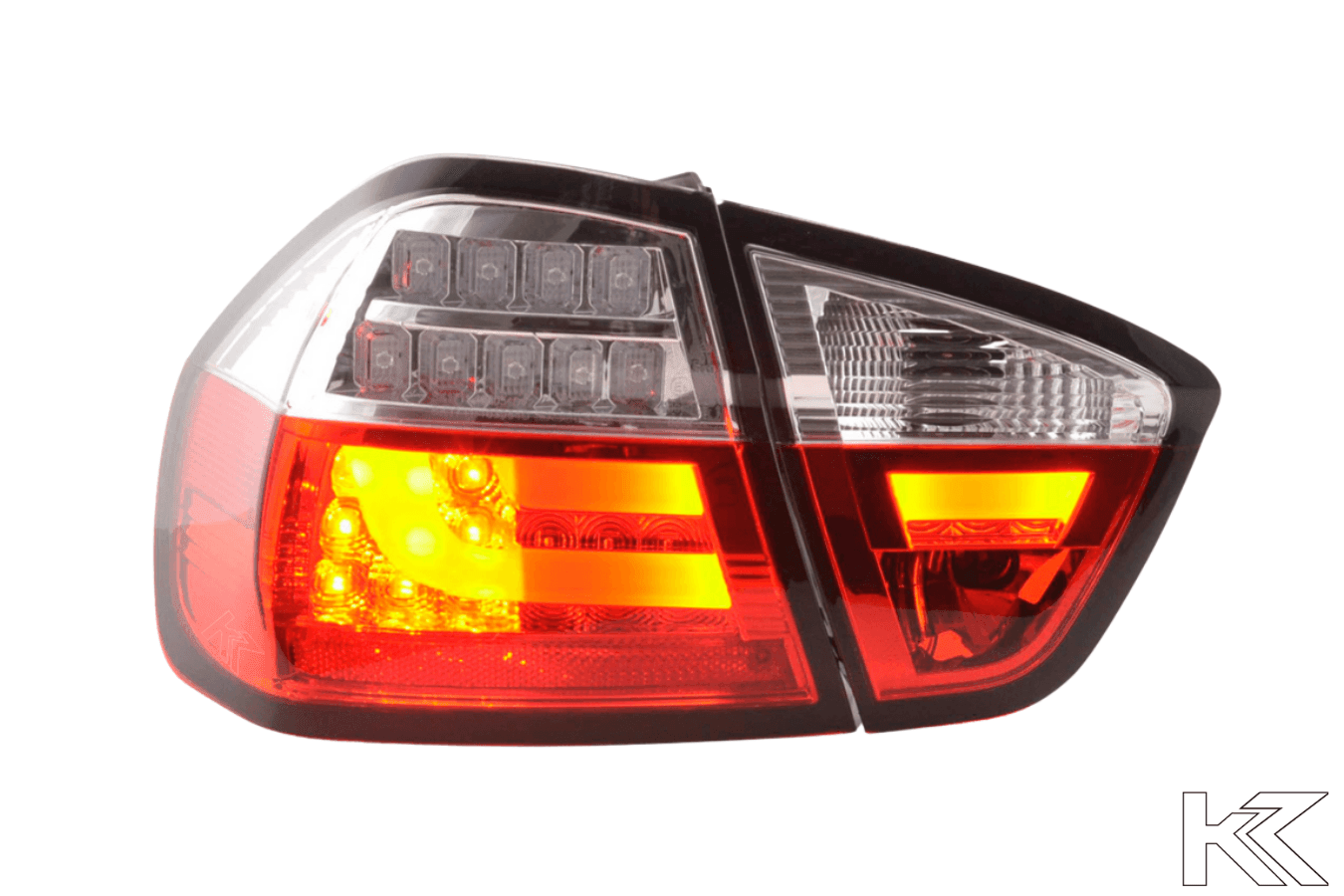 BMW 3-Series E90 Sedan Red/Clear LED Bar Taillights (2005-2008)