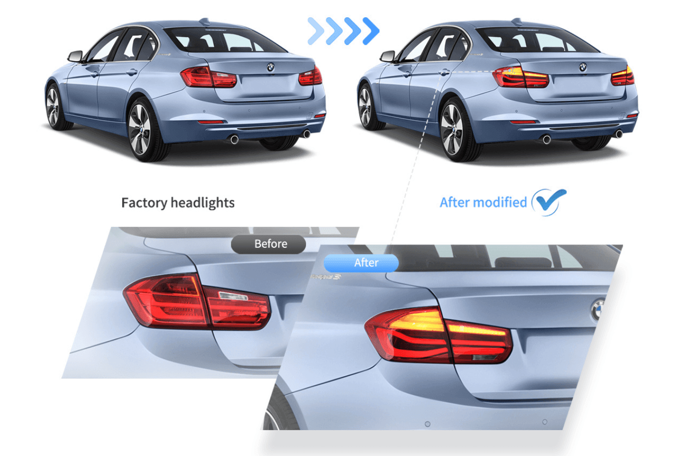 BMW 3-Series F30 F35 F80 6th Gen - LCI Style LED Tail Lights Upgrade (2012-2019)
