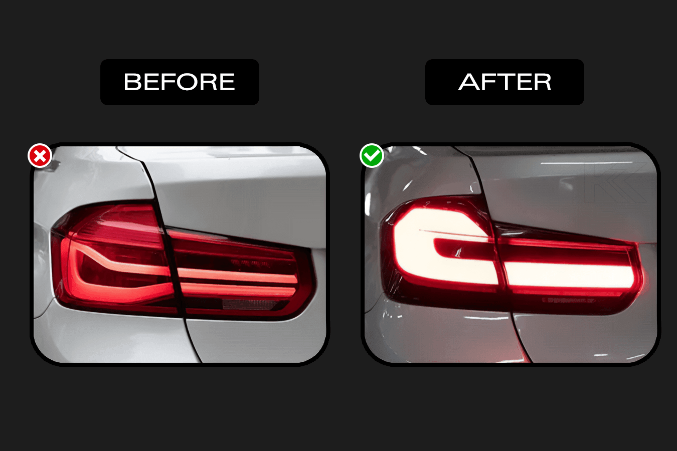 BMW 3 Series F30 F35 F80 "Modern Black Line" LED Tail Light Upgrade (2012-2019)