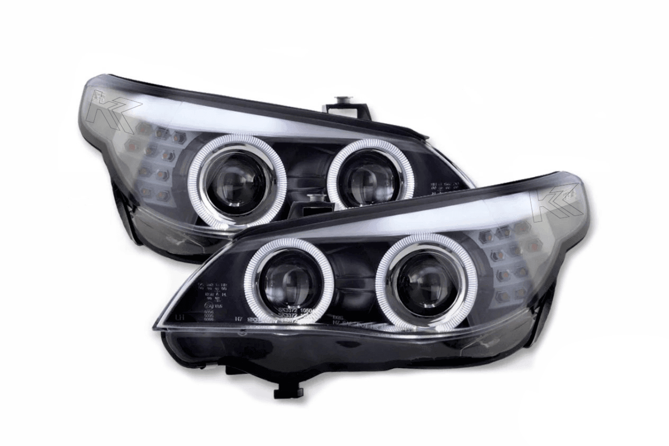 BMW 5-series E60 E61 Black Angel Eyes Headlight Set (2003-2007)