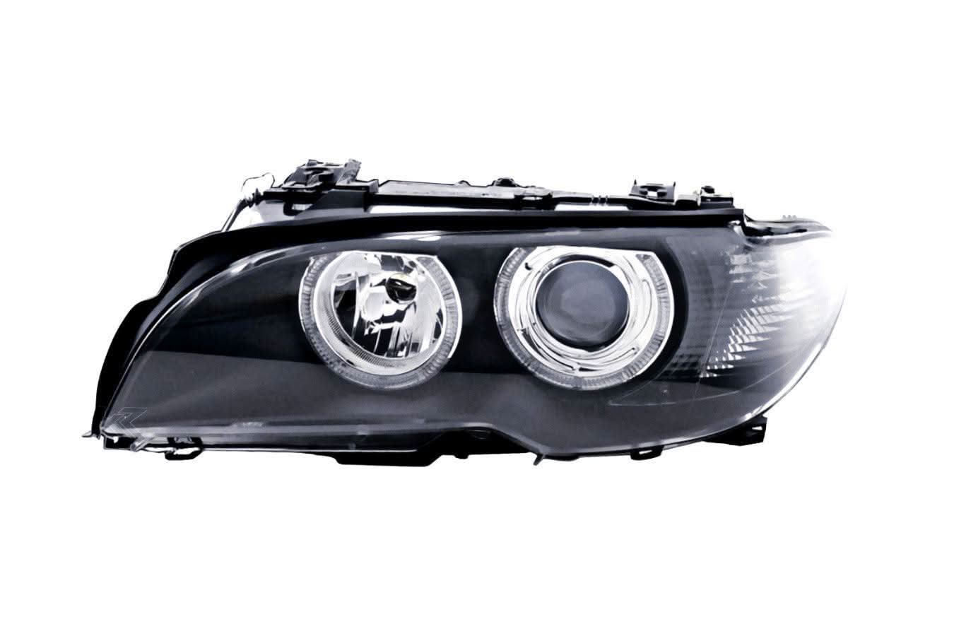 BMW E46 3-Series Coupe Black OE+ Angel Eyes Headlights - (2002-2005)