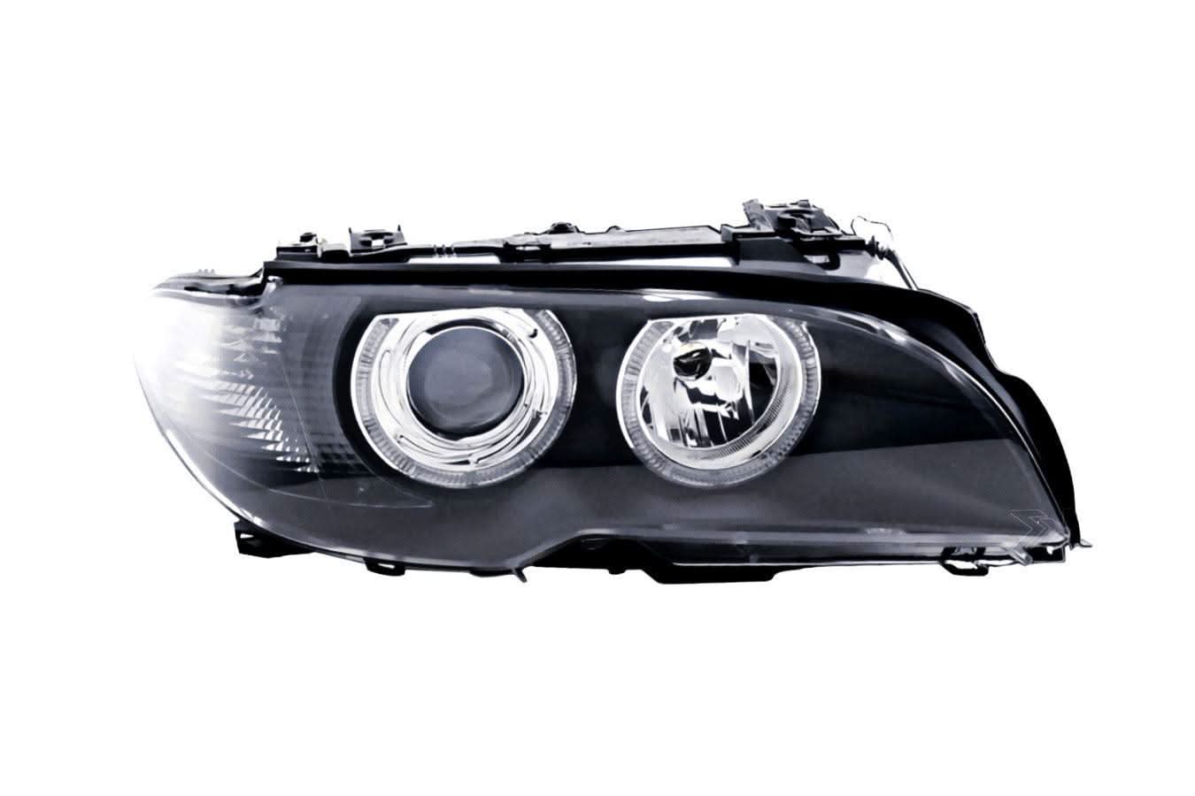 BMW E46 3-Series Coupe Black OE+ Angel Eyes Headlights - (2002-2005)
