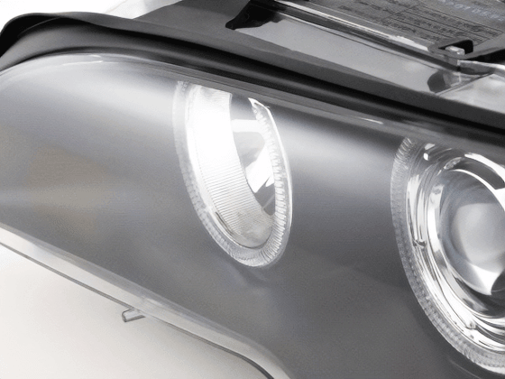 BMW E46 3-Series Coupe Black OE+ Angel Eyes Headlights - (2002-2005)
