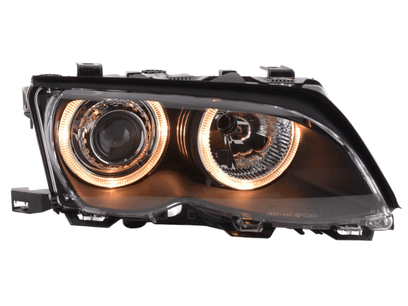 BMW E46 3-Series Sedan Black OE+ Angel Eyes Headlights - (2003-2006)