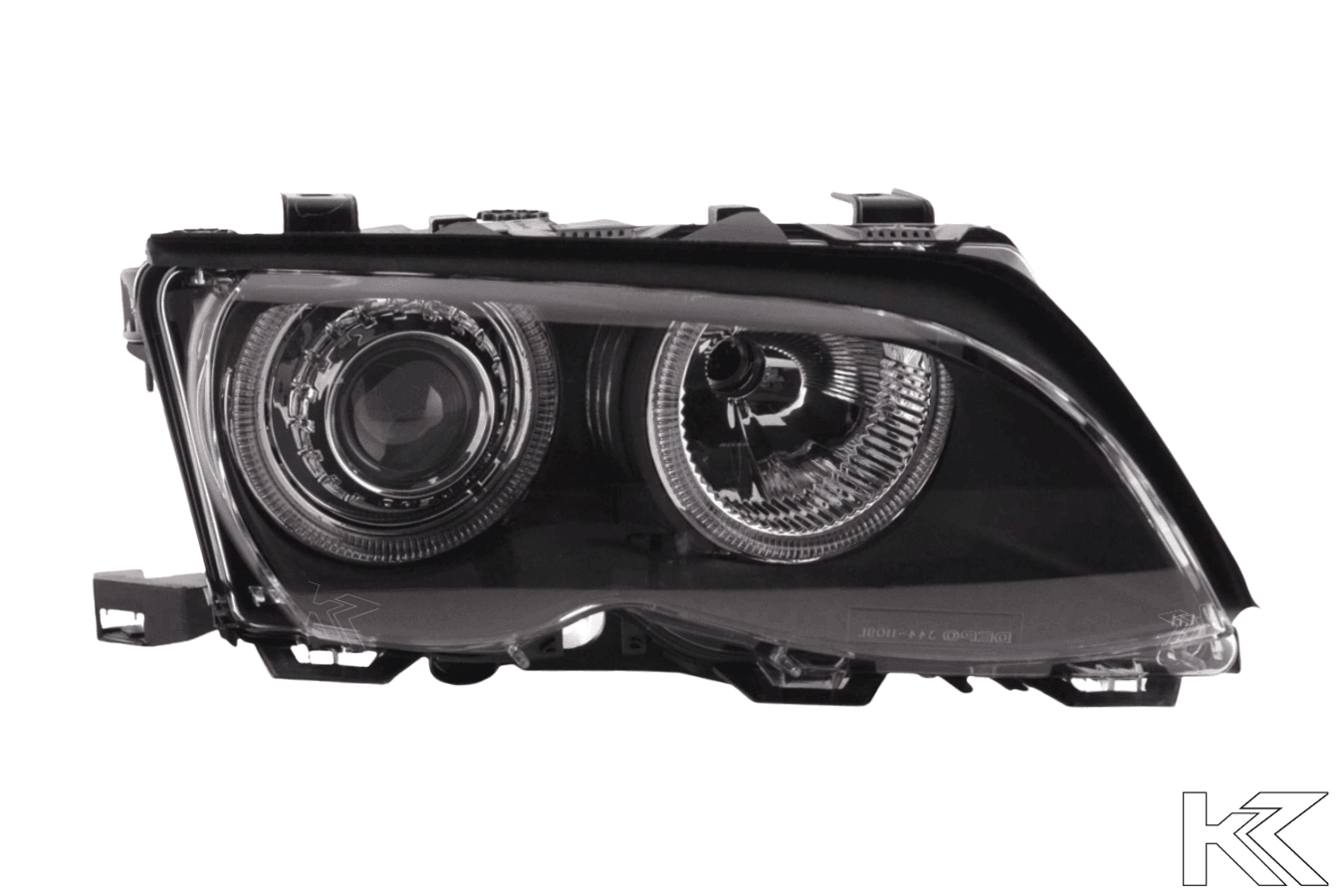 BMW E46 3-Series Sedan Black OE+ Angel Eyes Headlights - (2003-2006)