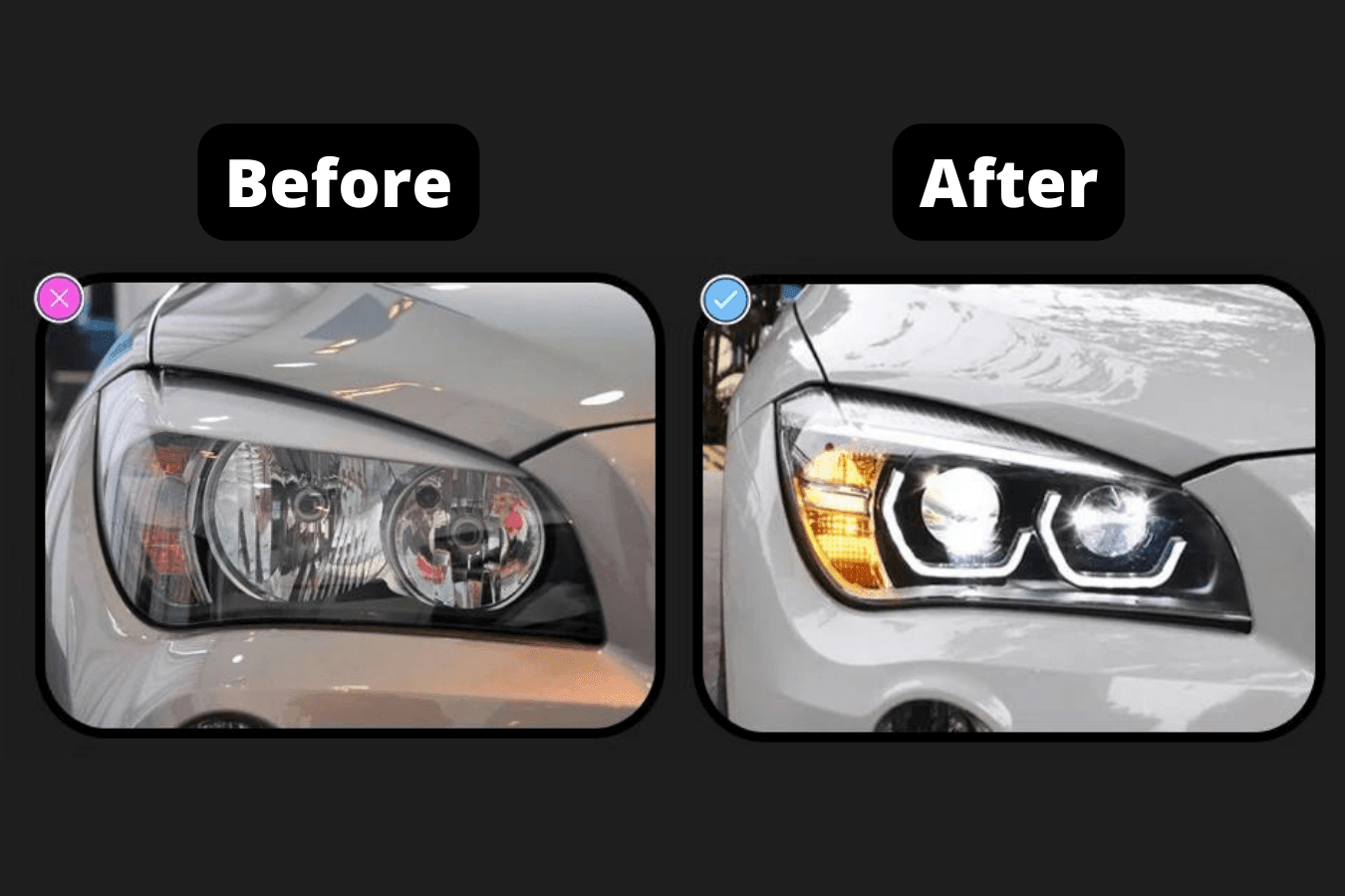 BMW E84 X1 Modern Style Angel Eye HID Bi-Xenon Headlights (2010 - 2015)