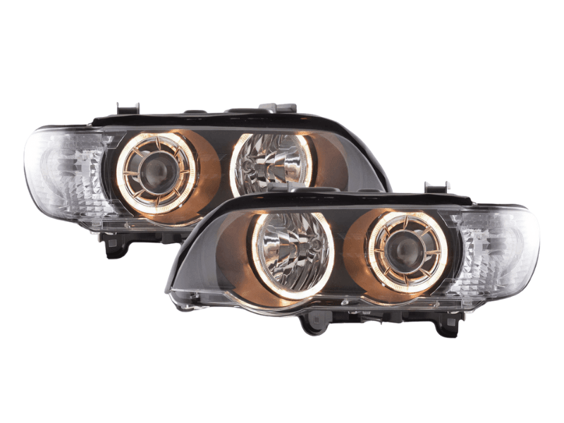 BMW X5 (Type E53) Black OE+ Angel Eyes Headlights - (2000-2003)