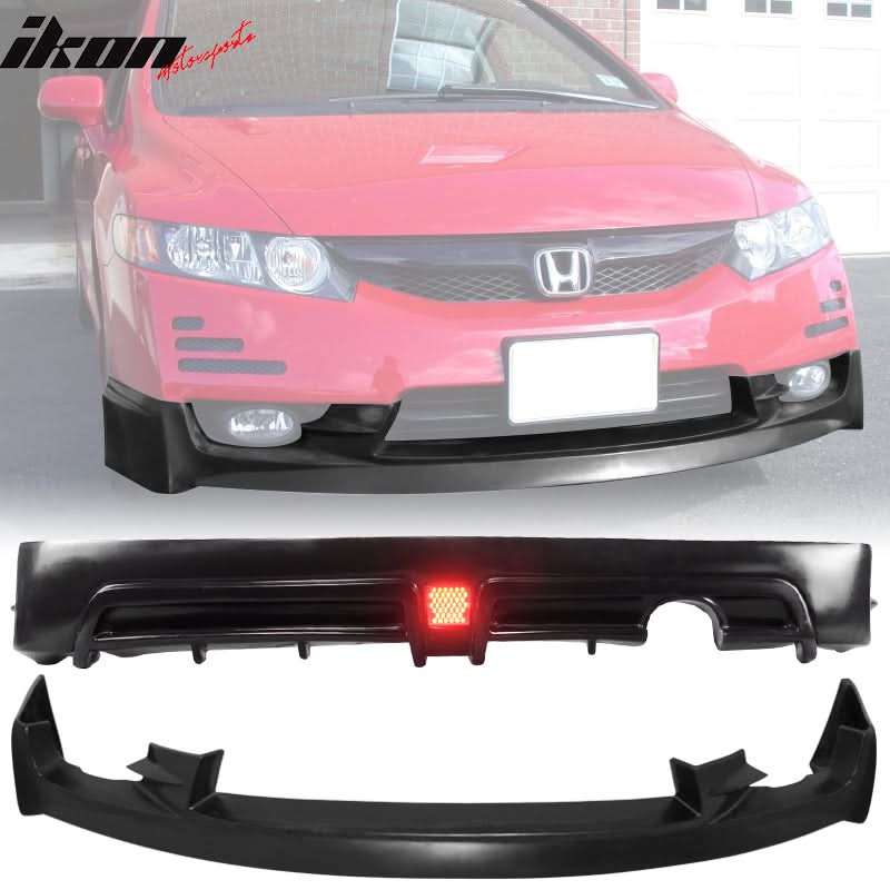 2009-2011 Honda Civic  Mugen Front Lip PU Rear Lip PP LED Brake Lamp