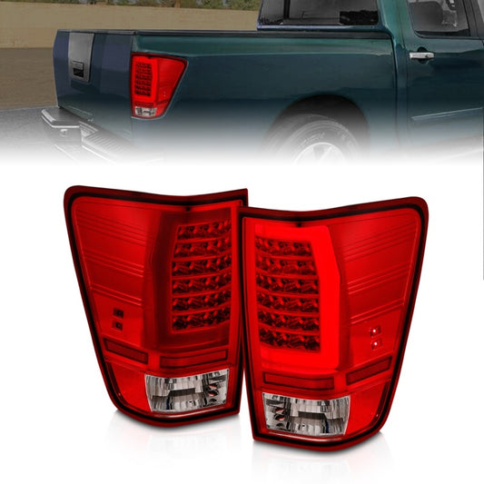 Anzo 04-15 Nissan Titan Full LED Tailights Chrome Housing Red/Clear Lens