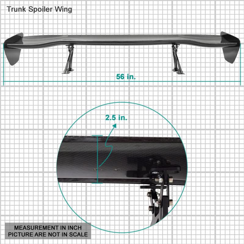 Universal 56" Inch GT Style Racing Trunk Spoiler Wing 3D Carbon Fiber
