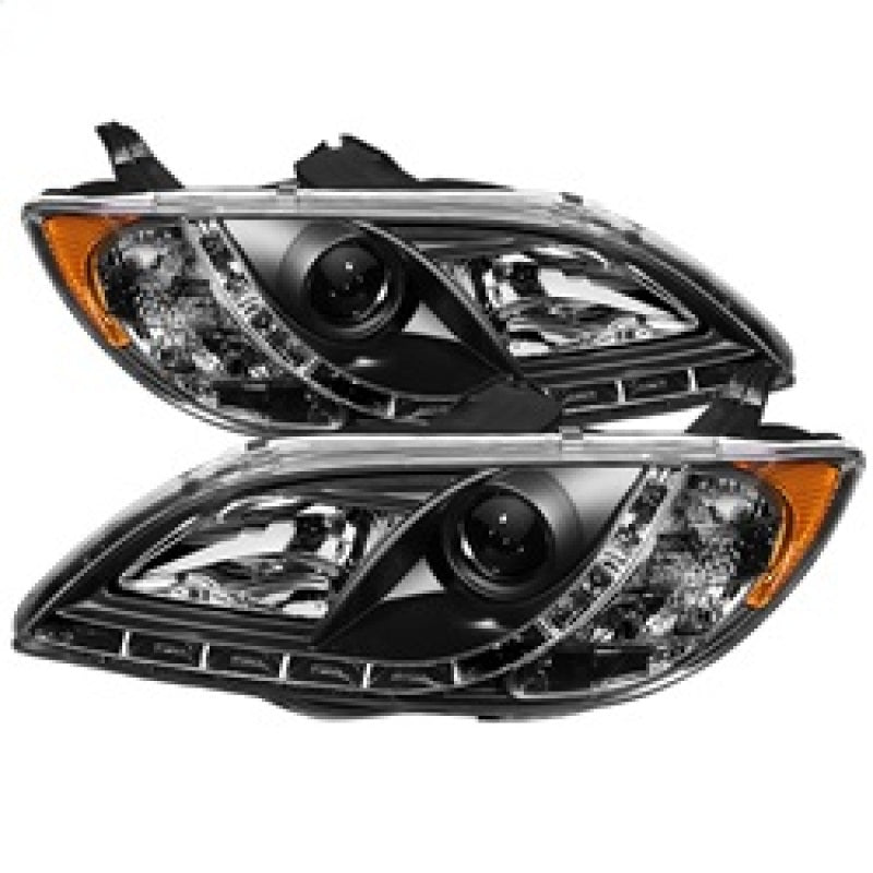 Spyder Mazda 3 04-08 4Dr (Sedan ONLY) Projector Headlights Halogen - DRL Blk PRO-YD-M304-DRL-BK