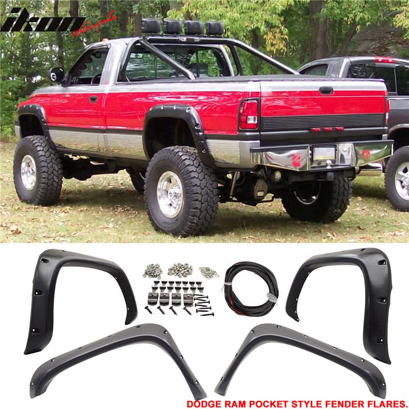 1994-2002 Dodge Ram 1500 2500 3500 Pocket Front Rear Fender Flares ABS
