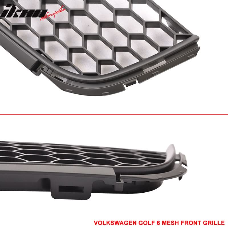 Fits 10-14 Golf MK6 Mesh Honeycomb GTI Black Front Upper+Lower Grille