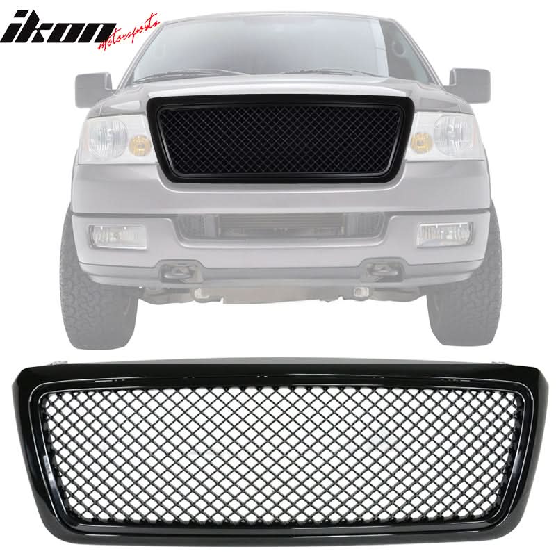 2004-2008 Ford F150 All Black Mesh Style Front Bumper Hood Grille ABS