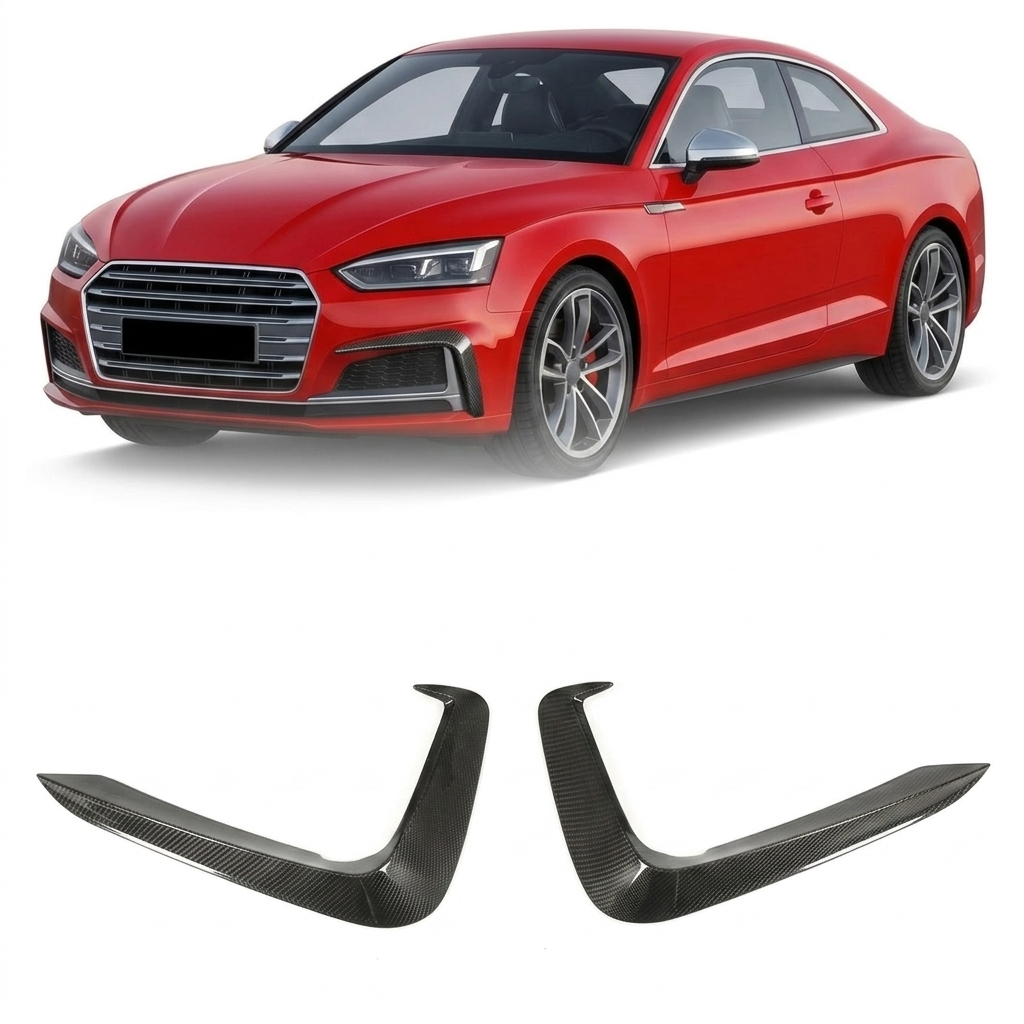 2017–2019 Audi A5 S-Line / S5 B9 Front Bumper Canards – Carbon Fiber