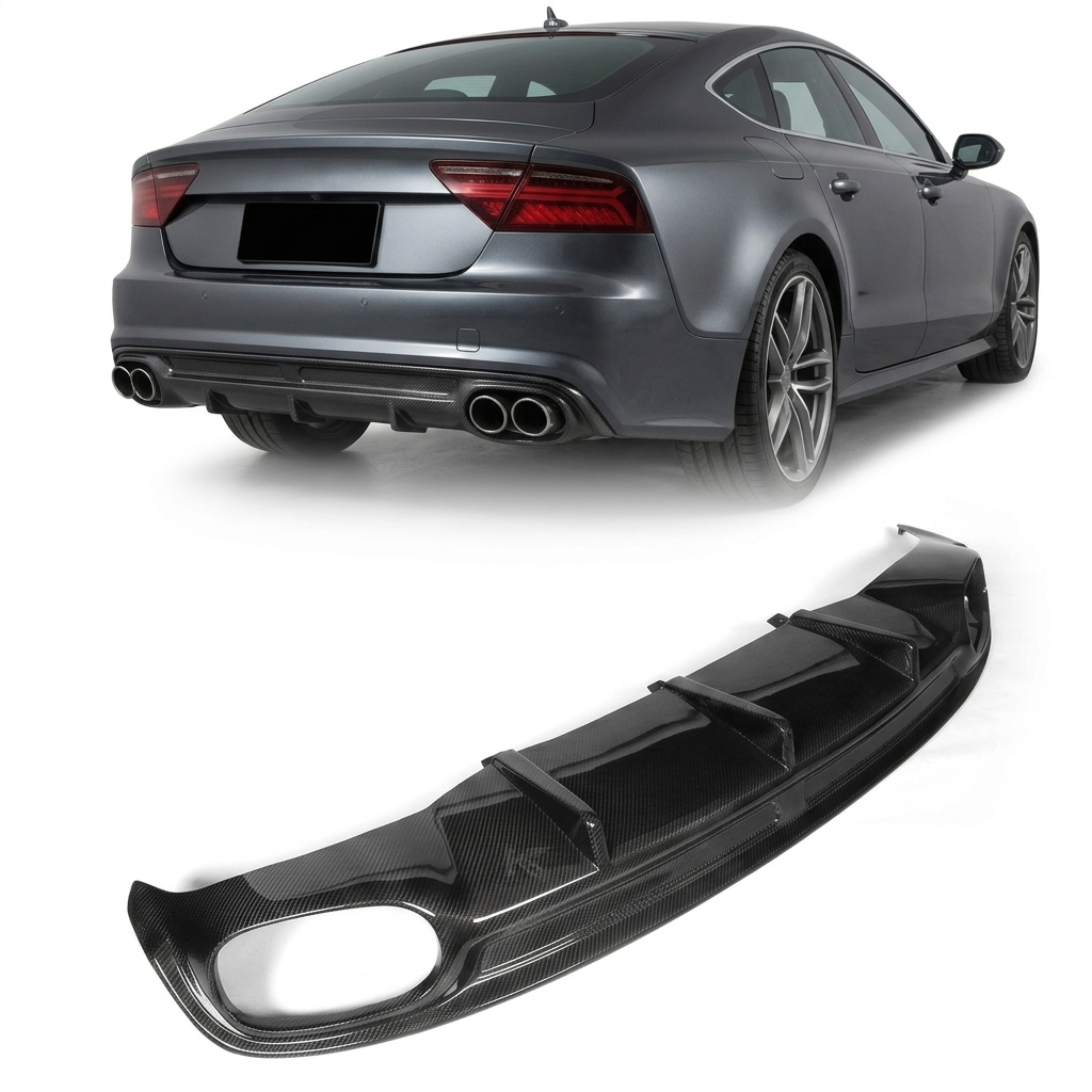 2013–2016 Audi A7 S-Line C7 Sportback Rear Bumper Diffuser – Carbon Fiber
