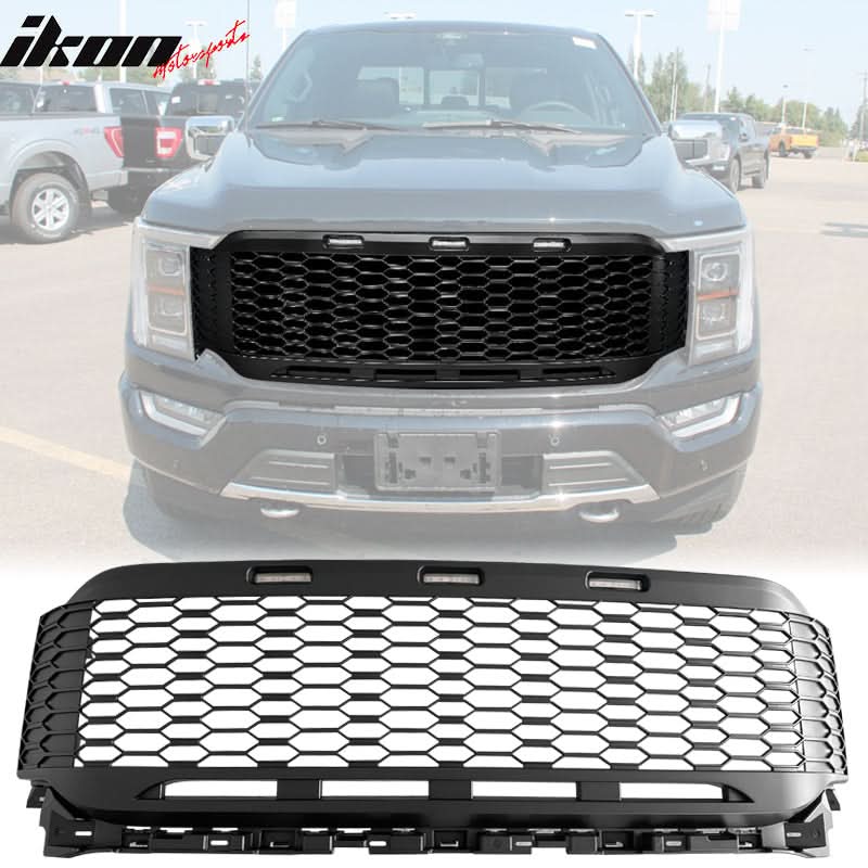 2021-2023 Ford F-150 Grill R Style Front Mesh Car Grille w/ LED ABS