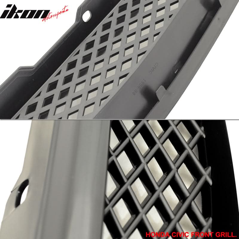 Fits 96-98 Honda Civic 2Dr/JUN Front Rear Bumper Lip + TR Front Grille