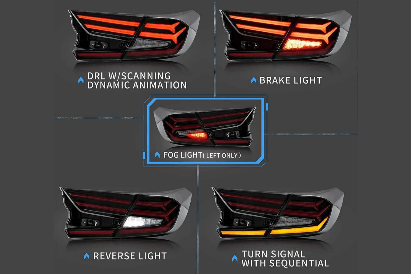 Honda Accord 10th Gen (CV1/CV2/CV3) Pre-Facelift Twin Line LED Tail Lights (2018-2021)