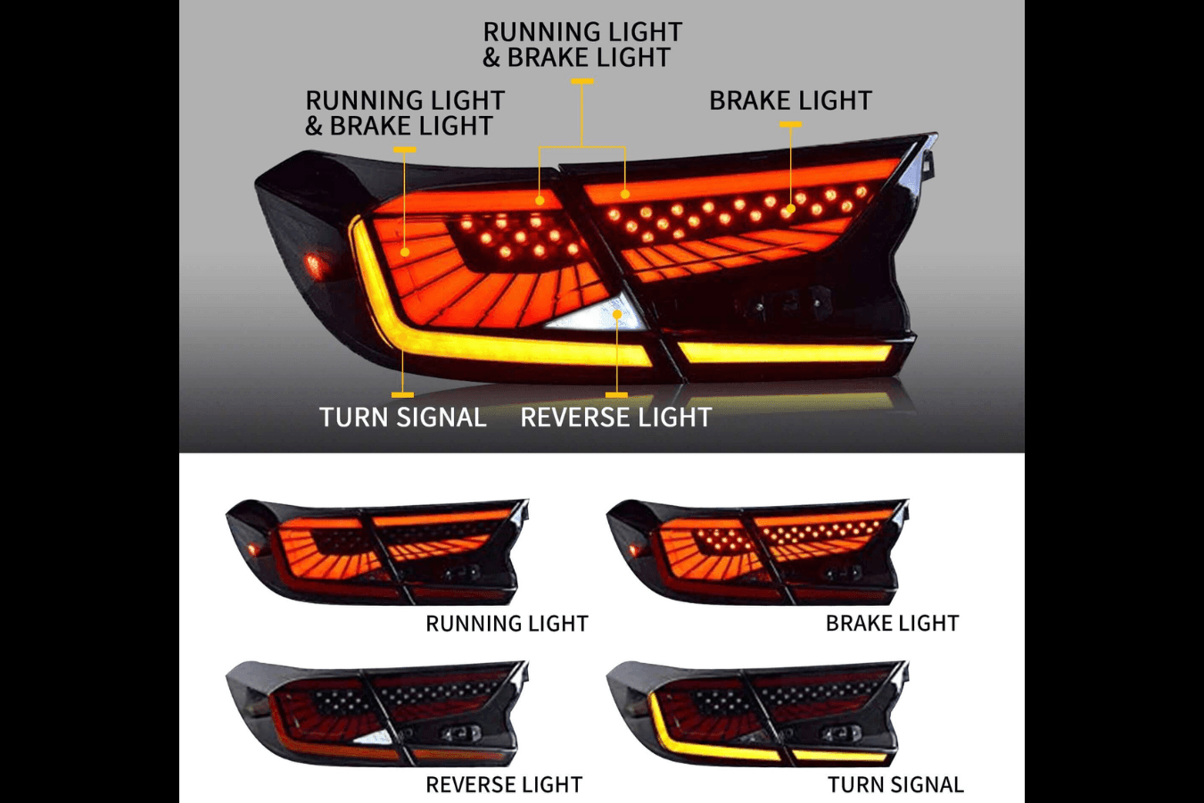 Honda Accord 10th Gen Smoked Dynamic LED Tail Lights (2018-2022)