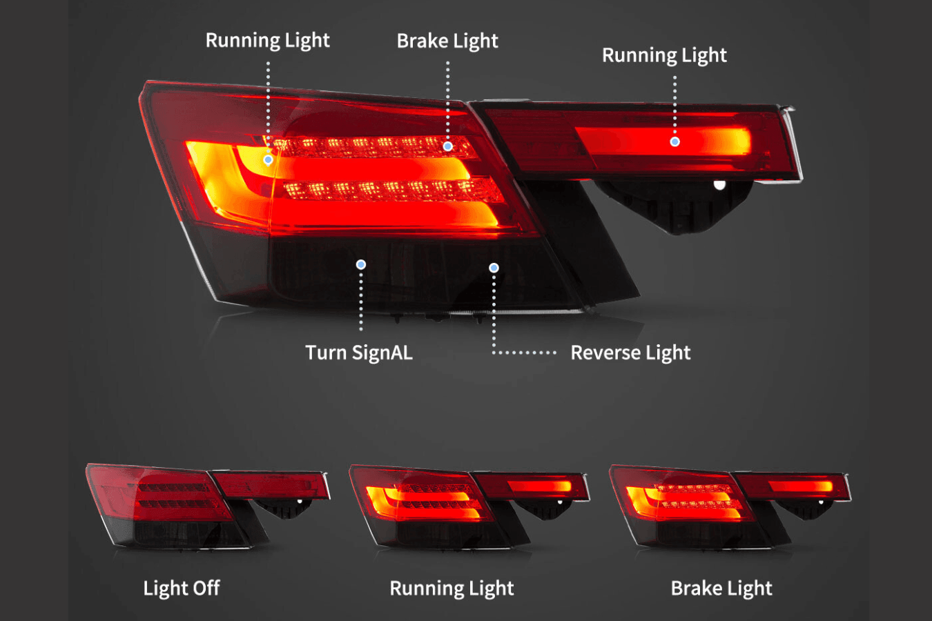 Honda Accord 8th Gen LED Tail Lights (2008-2012)
