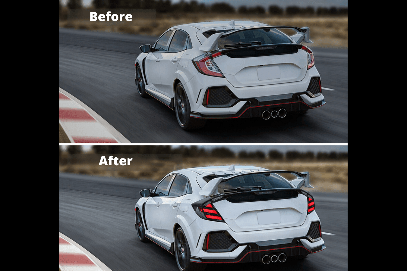 Honda Civic 10th Gen Hatchback and Type R Smoked Style LED Tail Lights Upgrade (2016-2021)