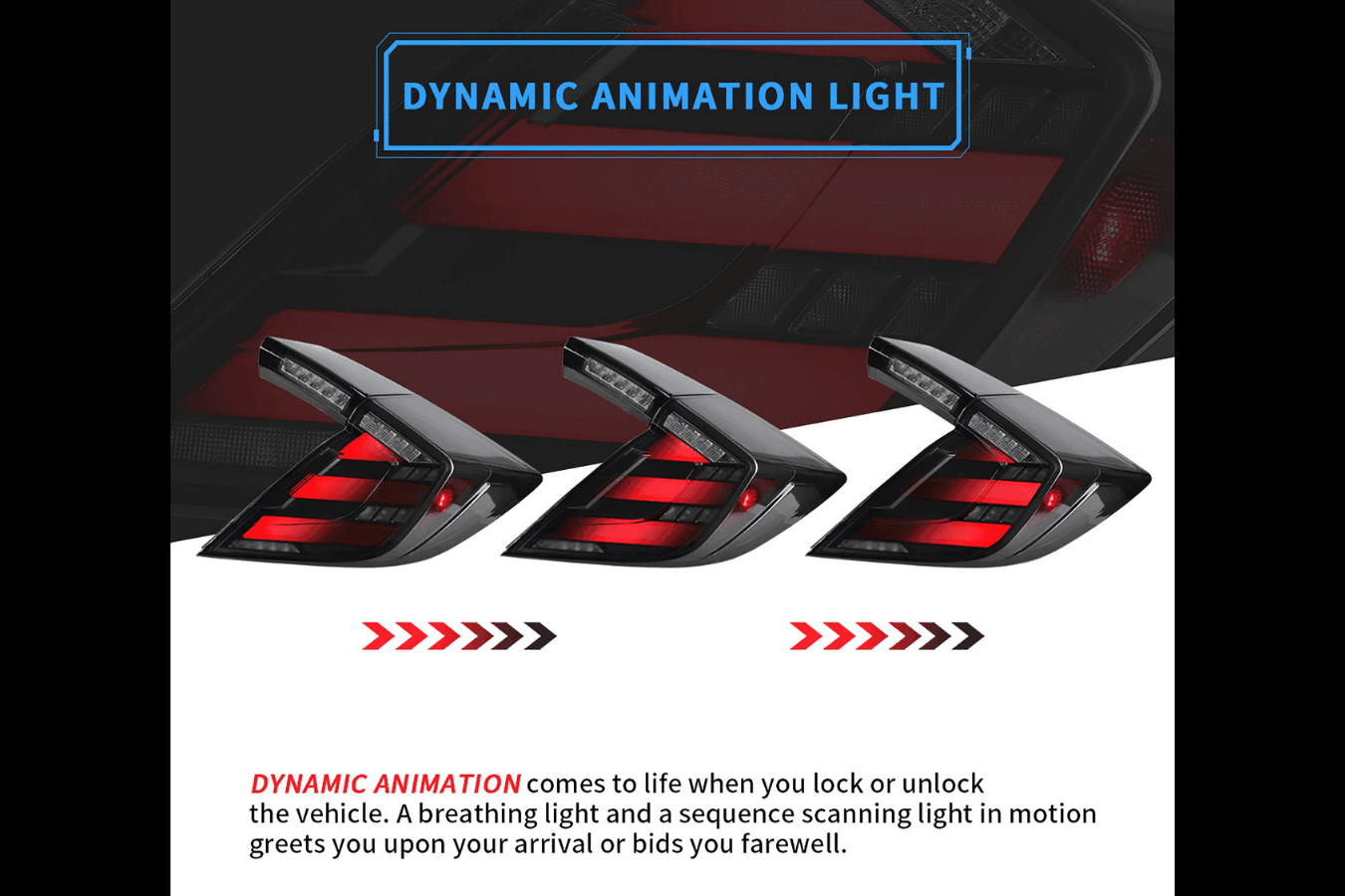 Honda Civic 10th Gen Hatchback and Type R Smoked Style LED Tail Lights Upgrade (2016-2021)