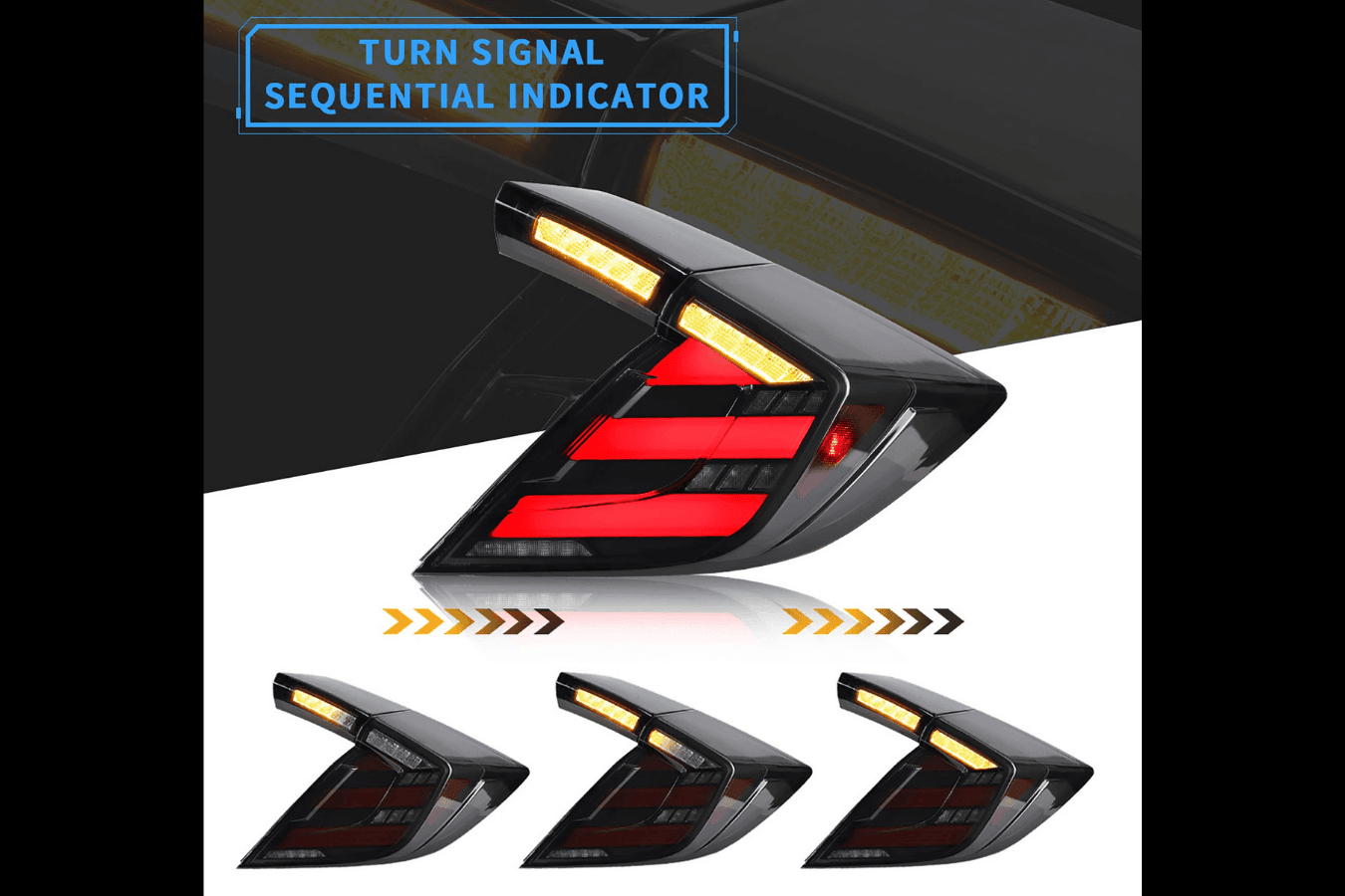 Honda Civic 10th Gen Hatchback and Type R Smoked Style LED Tail Lights Upgrade (2016-2021)